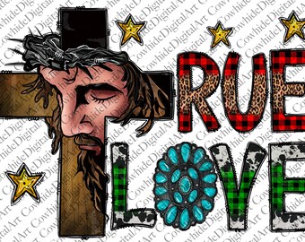 True Love Cross Sublimation PNG: Turquoise Western Leopard (Digital Download)