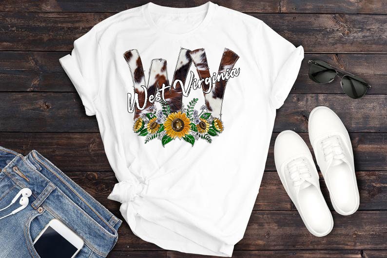 Cowhide WV Sunflower Design: West Virginia PNG (Digital Download) image 2