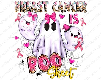 Breast Cancer Awareness Ghost Png, Halloween Boo Sheet Sublimation (Digital Download)