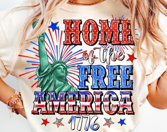 America 1776 Home of the Free PNG, Patriotic Sublimation Design (Digital Download)