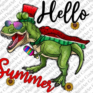Hello Summer Rex Png, Summer, Dinosaur PNG, Rex Png, Summer Gift, Dinosaur,Hello Summer, INSTANT DOWNLOAD,Sublimation Design, Watermelon