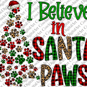 Patitas de Papá Noel PNG, Diseño de perro navideño, Estampado de leopardo (Descarga digital)