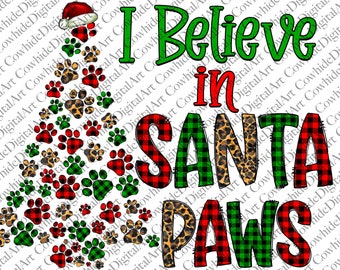 Patitas de Papá Noel PNG, Diseño de perro navideño, Estampado de leopardo (Descarga digital)