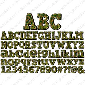 Hunting Doodle Alphabet Bundle PNG , Camo PNG Letters, Numbers ...