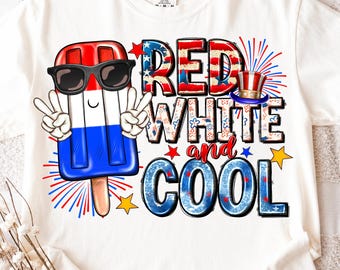 Red White And Cool PNG, 4th of July, Sublimation Design (Digital PNG)