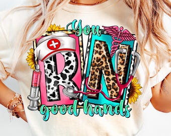 Sie RN gute Hände Sublimation Design, Krankenschwester Leben PNG (digitaler Download)