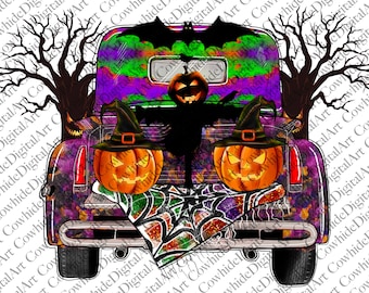 Halloween Truck PNG: Western Pumpkin Design (Digital Download)