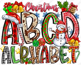 Christmas Alphabet PNG, Christmas PNG Xmas Doodle Alphabet, Santa Alphabet PNG, Christmas Font, Christmas Clipart, Sublimation Santa Png