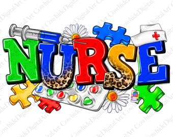 Autism Nurse PNG, Sublimation Design Download