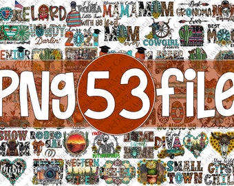 Western PNG Bundle: 53 Cowhide Sublimation Designs (Digital Download)
