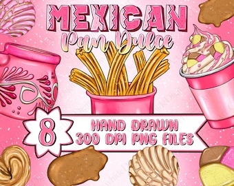 Mexican Pan Dulce PNG Clipart Bundle, Bakery Sublimation Designs (Digital Download)