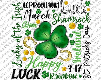 St. Patrick's Day Shamrock PNG, Lucky Sublimation Design (Digital Download)