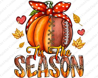 Fall Football Pumpkin PNG: Leopard Print Sublimation Design (Digital Download)