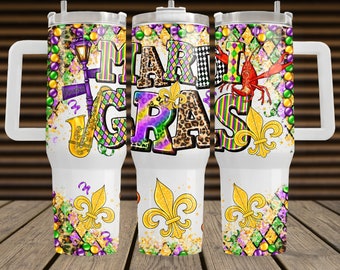 Mardi Gras 40oz Tumbler Wrap, Sublimation PNG (Digital File)