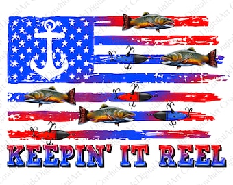 Fishing Lure Flag PNG, Funny July 4th, Sublimation Design (Digital Download)