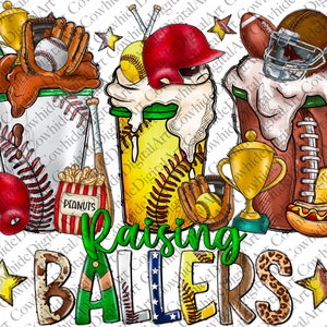 Busy Raising Ballers Png, Football And Baseball, Softball, sublimation design, Baseball Mama Png, Baseball png, Coffee Png,Digital download