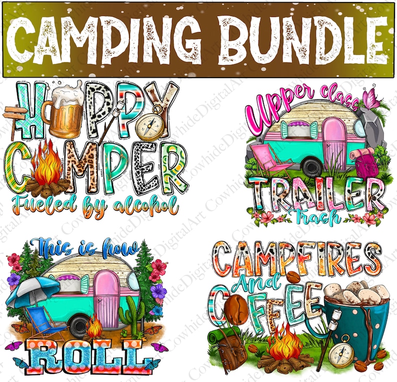 Camping Mega Bundle PNG, Sublimationsdesigns (Digitaler Download) Bild 3