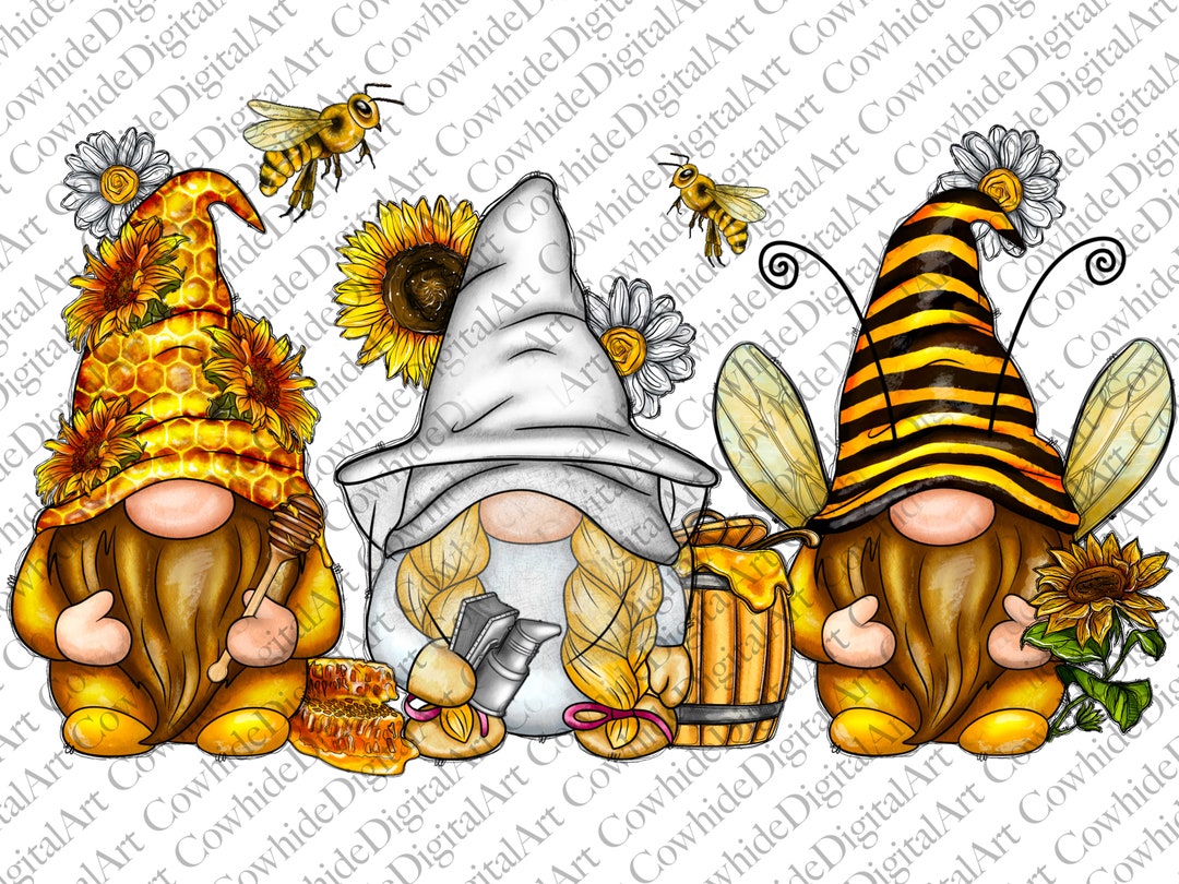 Bee Sunflower Gnomes PNG, Western Sublimation Design (digital Download ...