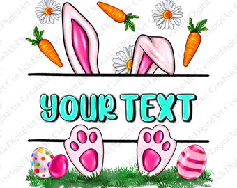 Easter Bunny Name Frame PNG, Sublimation Design (Digital Download)