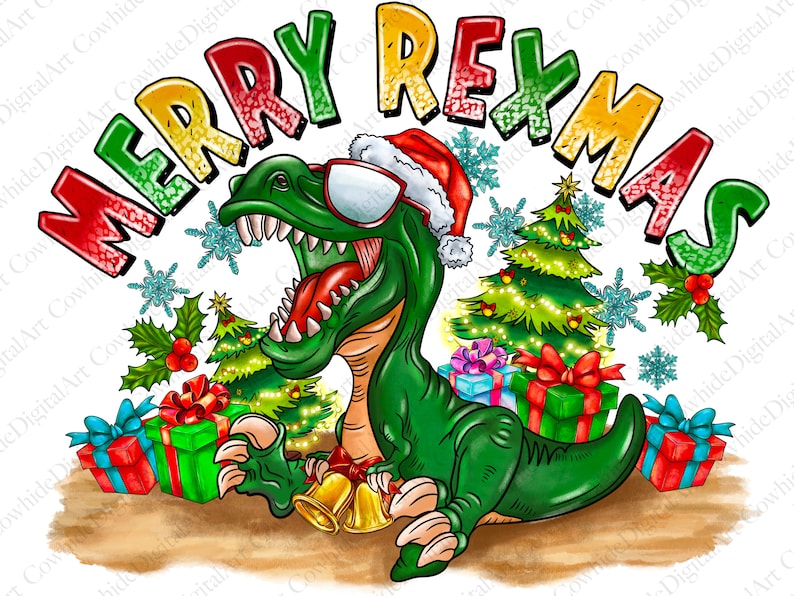 Rexmas Merry Rexmas Dinosaur PNG, Christmas Sublimation Design (digital ...