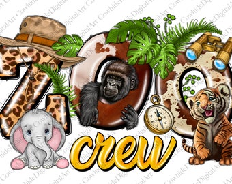 Zoo Crew PNG, Digital Download, Sublimation, Kids, Giraffe, Animal png, Kids Zoo Trip Png, Safari Party png, Western png, Safari Life png