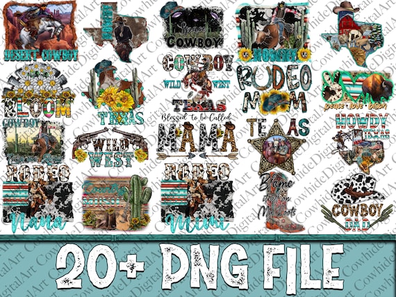 Western Cowhide PNG Bundle, Cowboy Rodeo Designs (Digital Download)