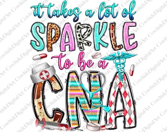 Sparkle CNA Design, Certified Nursing Assistant PNG (Digital Download)