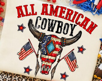 American Cow Skull PNG: 4th of July Sublimation Design (Digital Download)
