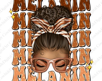 Melanin Afro Messy Bun PNG, sublimeringsdesign (digital nedladdning)