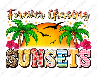Chasing Sunsets PNG, Summer Beach Design (Digital Download)