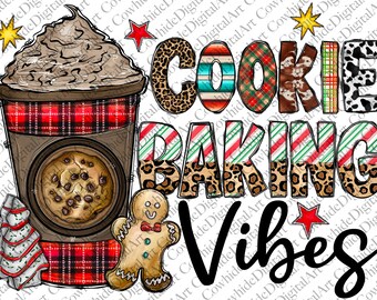 Christmas Cookies PNG: Cookie Baking Vibes, Coffee Design (Digital Download)