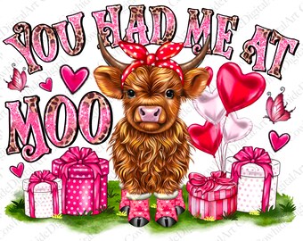 Vaca PNG para el Día de San Valentín, Me conquistaste con el diseño de Muo (Descarga digital)