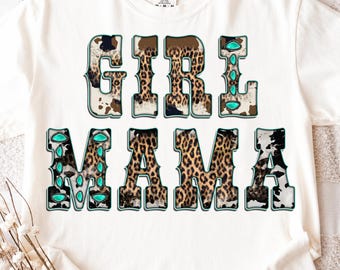 Girl Mama Cowhide Leopard PNG: Sublimation Design (Digital Download)