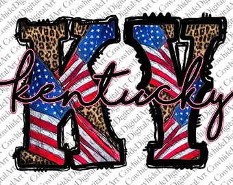 American Flag Kentucky PNG: Leopard Print, 4th of July (Digital Download)