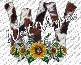 Cowhide WV Sunflower Design: West Virginia PNG (Digital Download)