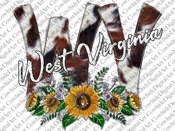 Cowhide WV Sunflower Design: West Virginia PNG (Digital Download)