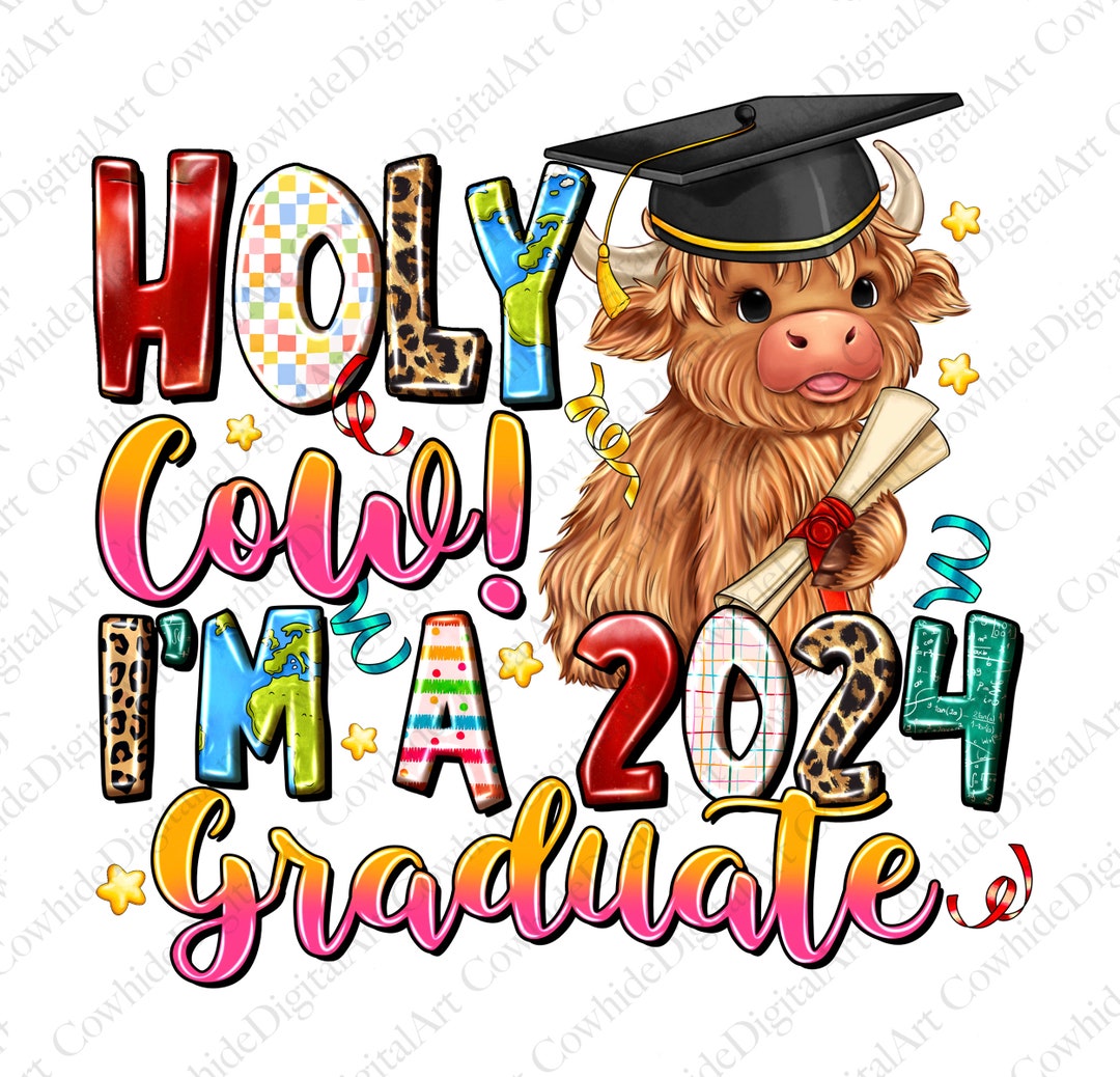 Sparkle Graduation Banner 5.6ft Holy Cow I Graduated, Cow Themed ...