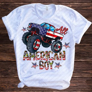 All American Boy Png Sublimation Design, Monster Truck American Flag ...