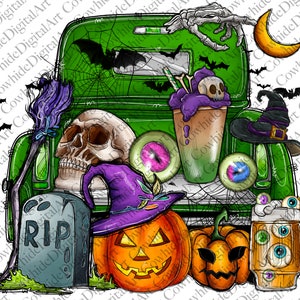 Halloween-truck, png-bestand: spookachtig western-sublimatieontwerp (digitale download)