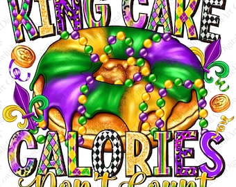 Mardi Gras King Cake PNG, Carnival Sublimation Design (Digital Download)