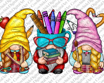 Teacher Gnomes PNG, Sublimation Design (Digital Download)