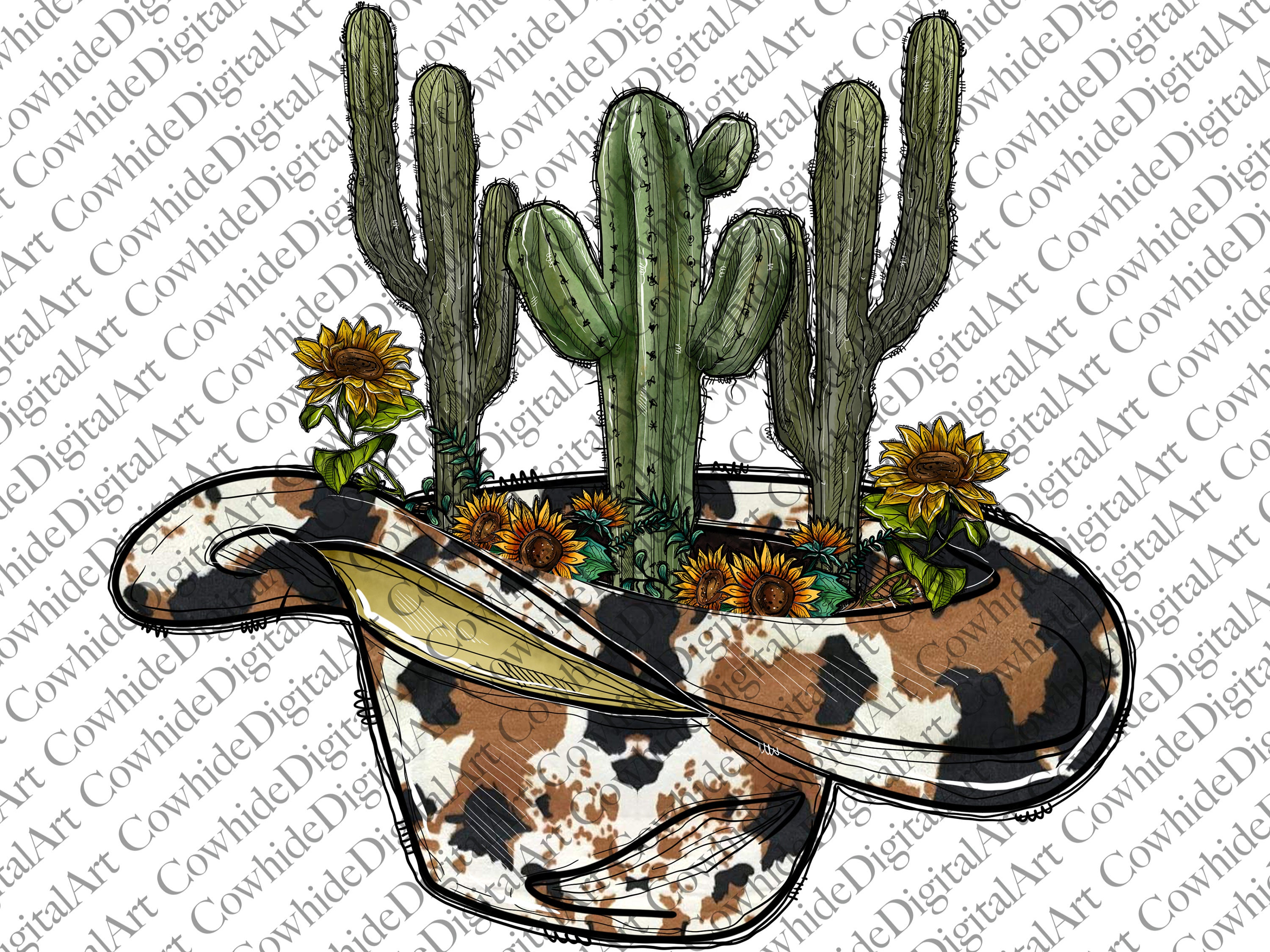 Sombrero de vaquero de cactus Png cuero de vaca Png - Etsy México