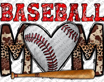 Baseball Mom PNG, Sublimationsdesign (digitaler Download)