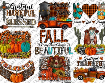 Herbst Sublimations Designs Bundle - Kürbis Gewürz PNG (Digitaler Download)