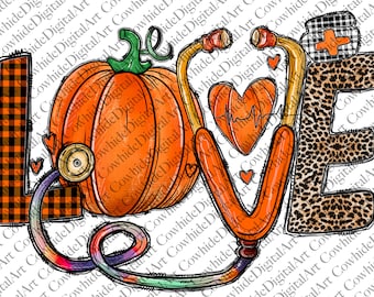 Thanksgiving Nurse PNG: Fall Pumpkin Sublimation Design (Digital Download)