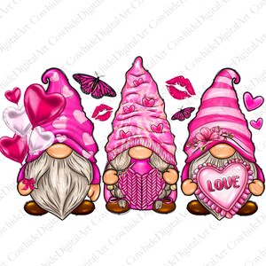 Valentine's Day Gnomies Png Sublimation Design, Gnomes Sublimation Design, Valentine's Day Gnomes Png, Heart Gnomes Png, Digital Download