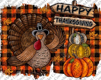 Thanksgiving Turkey Clipart: PNG Sublimation Design (Digital Download)