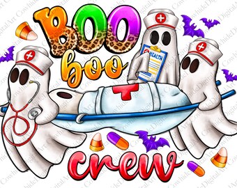 Boo Boo Crew Nurse Ghost Halloween PNG, Nursing Student (Digital Download)