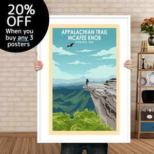 Appalachian Trail poster: Mcafee-Knob, Virginia Print art, AT Thru Hiker Gift