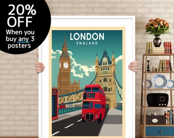 London Poster, London Print, London England Wall Art, London UK Poster, Travel Print, Travel Poster